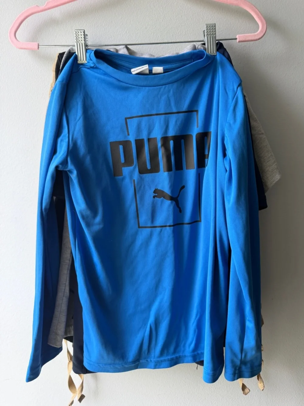 Boys / Kids Puma Bright Blue Long-Sleeve Logo Tee size 8 - Picture 3 of 3